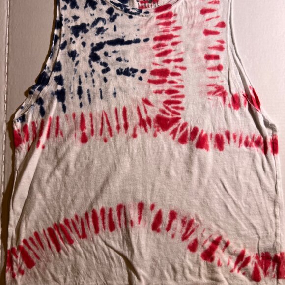 Tokyo Darling Women‎ Large Red White Blue Tie Dye American Flag Tank Top (K) - Picture 2 of 6